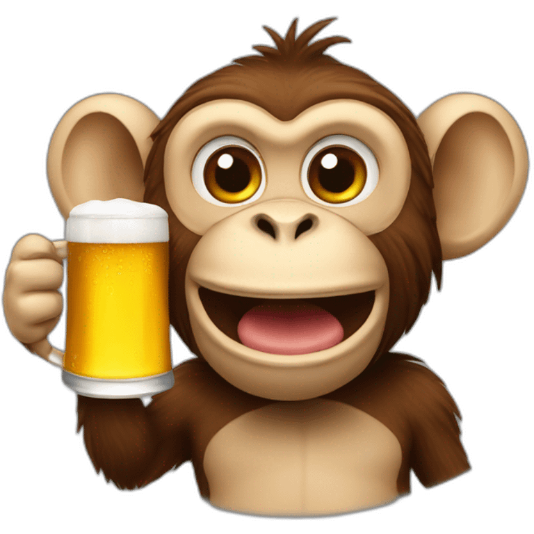 Monkey with beer emoji