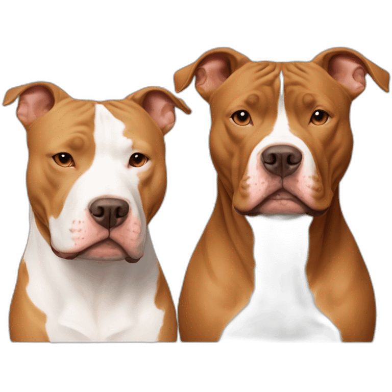 One Tan pitbull with white strip on face with one copper pitbull emoji