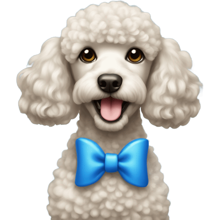 Poodle with a blue bow on head emoji