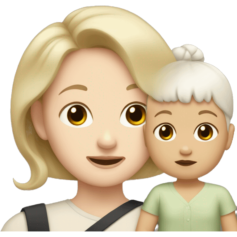 White mom and Asian baby emoji