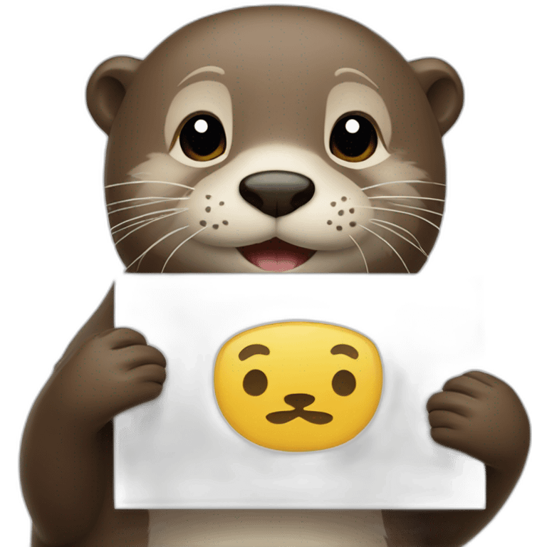 otter holding a sign that says good bye emoji