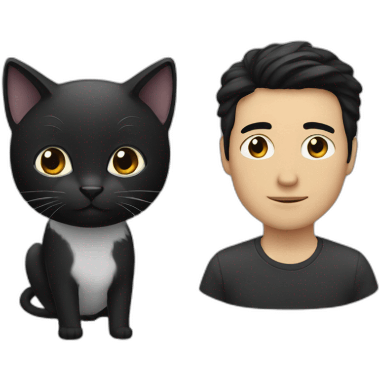 A man with black-hair and a black-cat emoji