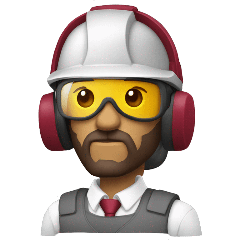 Lobo con casco industrial  y camisa vinotinto emoji