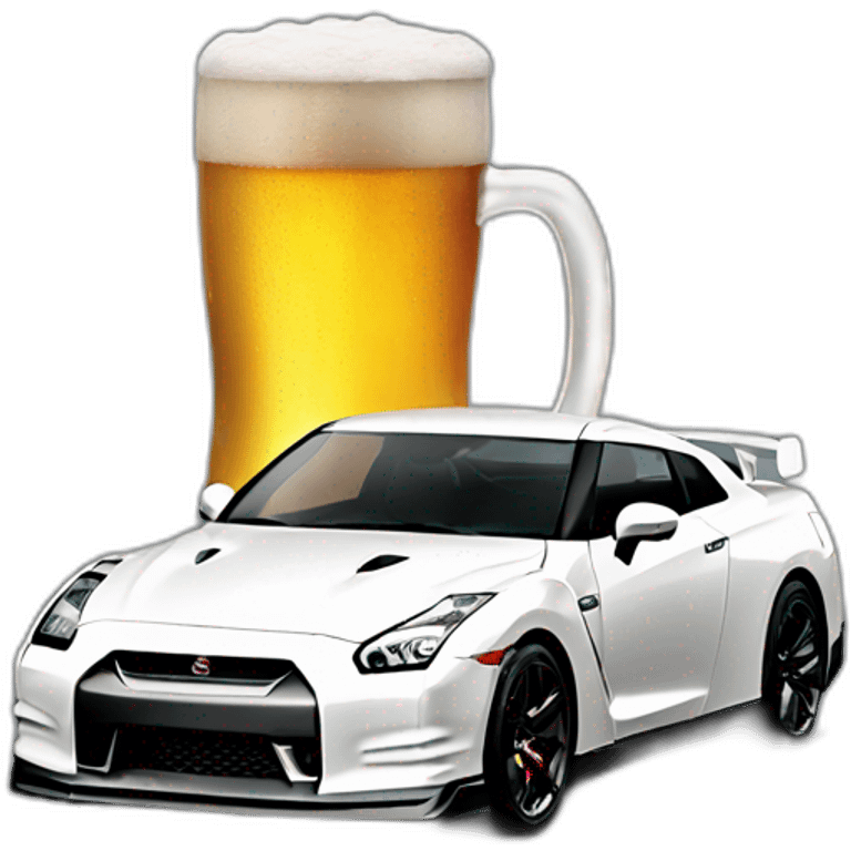 Nissan gtr with a beer  emoji