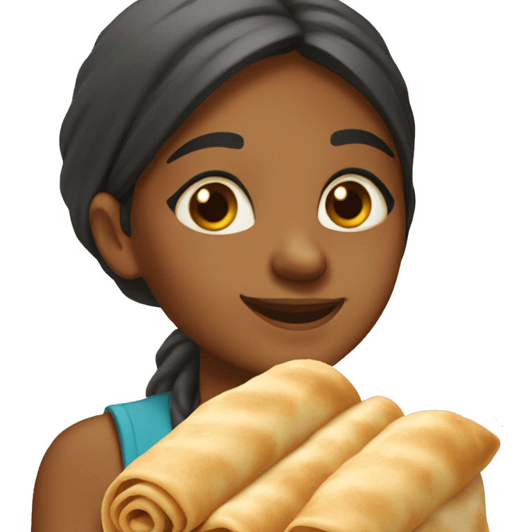 a brown girl making roti emoji