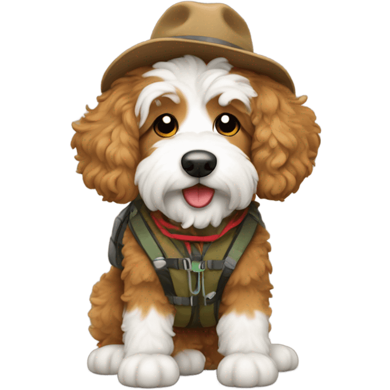 Bernedoodle dressed as hiker emoji