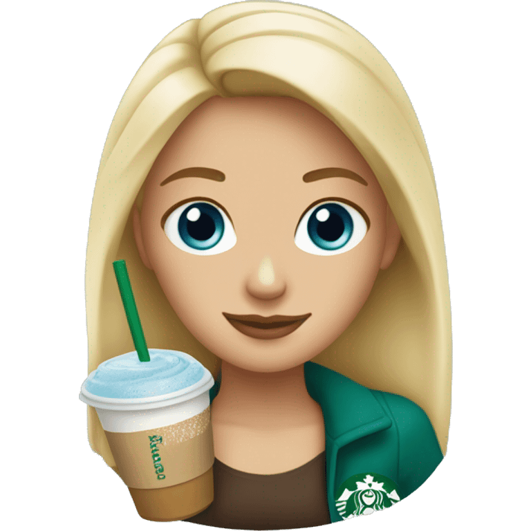 Starbucks cup drink with blonde girl blue eyes  emoji