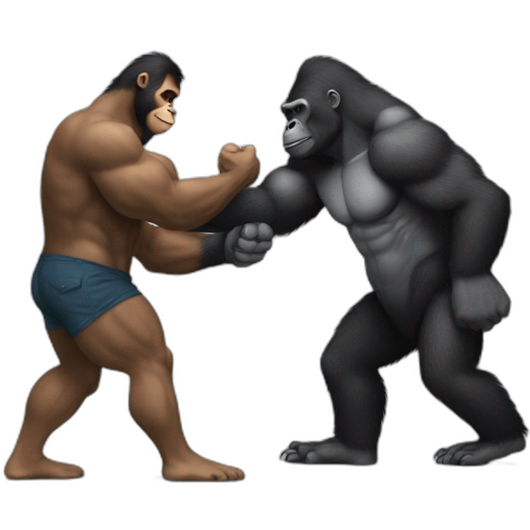 Buff Gorilla handshakes a Man emoji