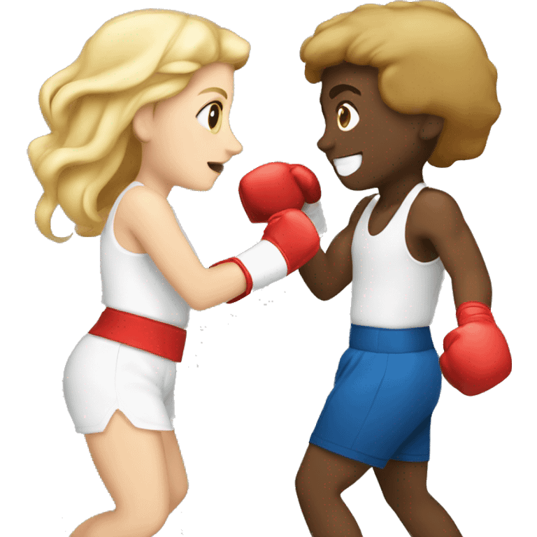 A white girl and a white boy boxing  emoji