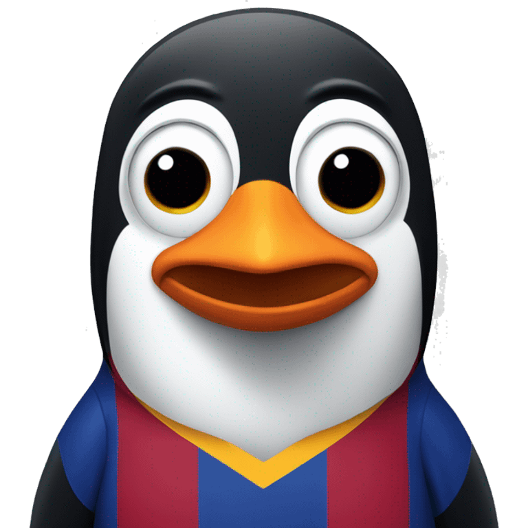 penguin wearing a barcelona jersey emoji