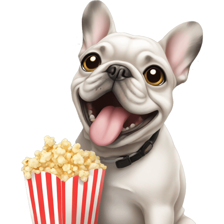 Frenchie eating popcorn emoji