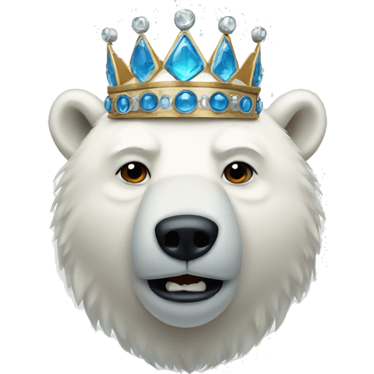 polar bear head wearing a crown emoji