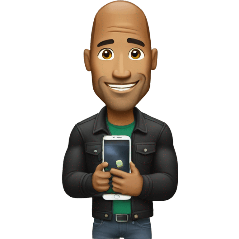 the rock holding a mobile phone emoji