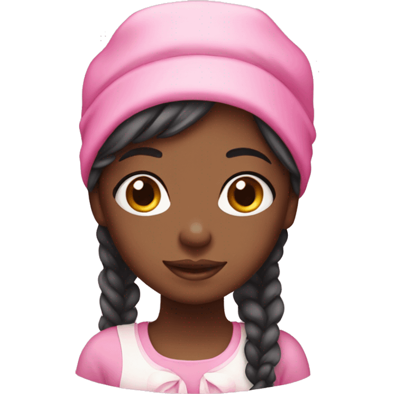 black girl with pink bonnet  emoji