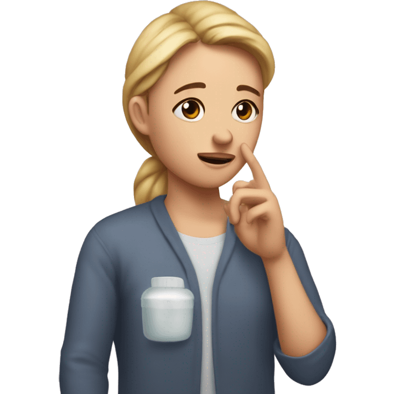 "I want to create an emoji where I, as a caring partner, am looking after my girlfriend when she's unwell. The key moment is me extending my hand to touch her forehead, checking her temperature, showing my concern and care." emoji