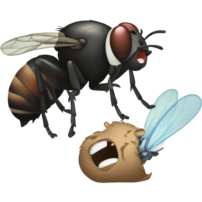 A fly getting attacked by a bear emoji