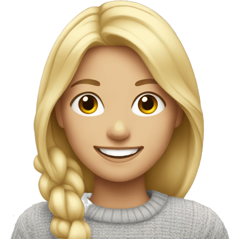 blonde girl smiling in sweater emoji