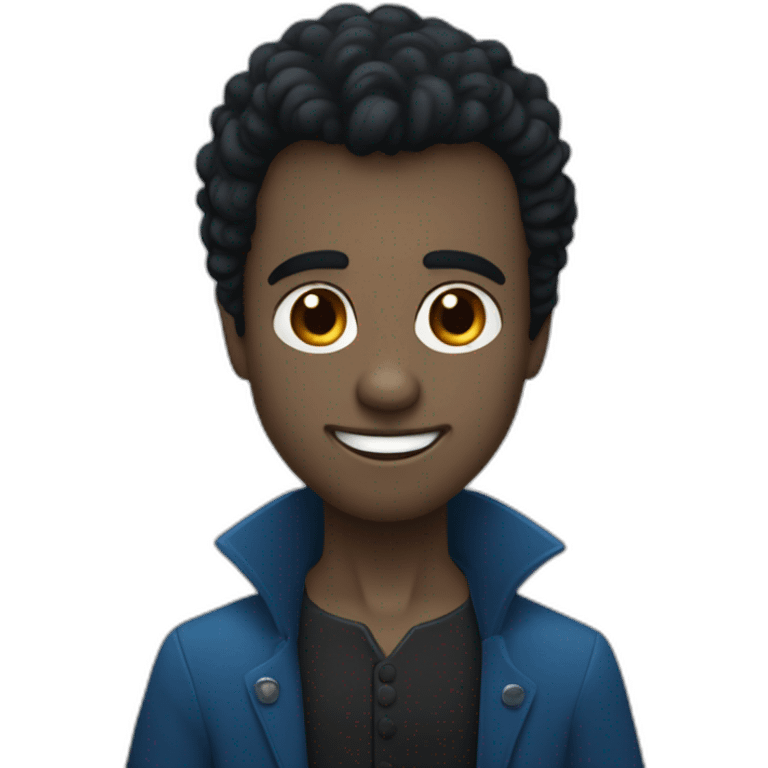 Un jeune homme noir, les cheveux bleus et qui a das dents de vampire. emoji