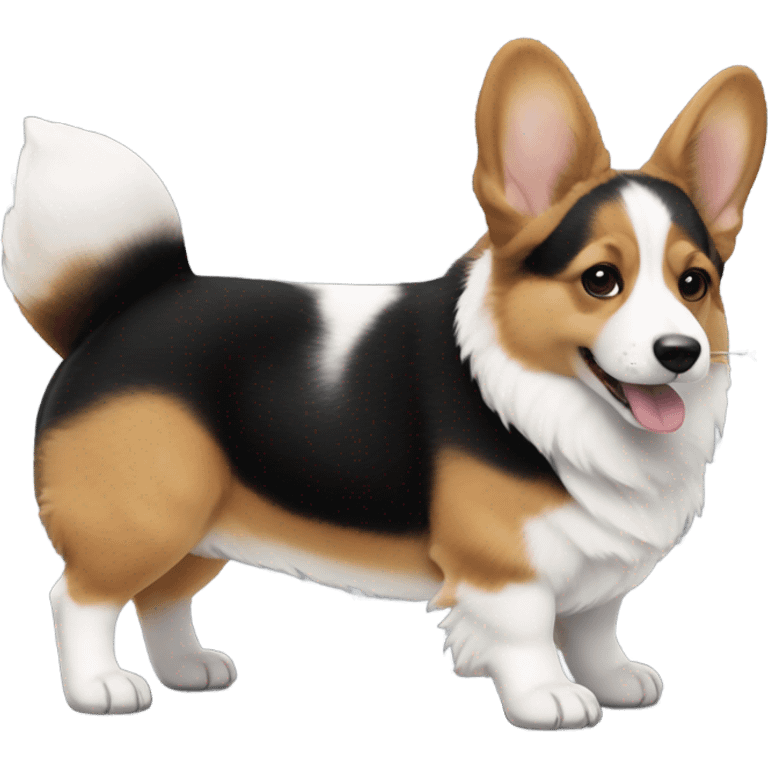 Corgi puppy black white and brown fur mix emoji