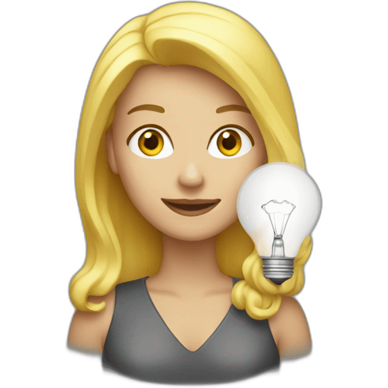 blonde woman with a lightbulb emoji