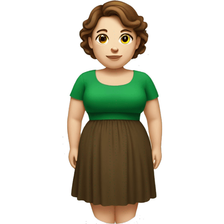 fat girl with green dress and brown hair emoji