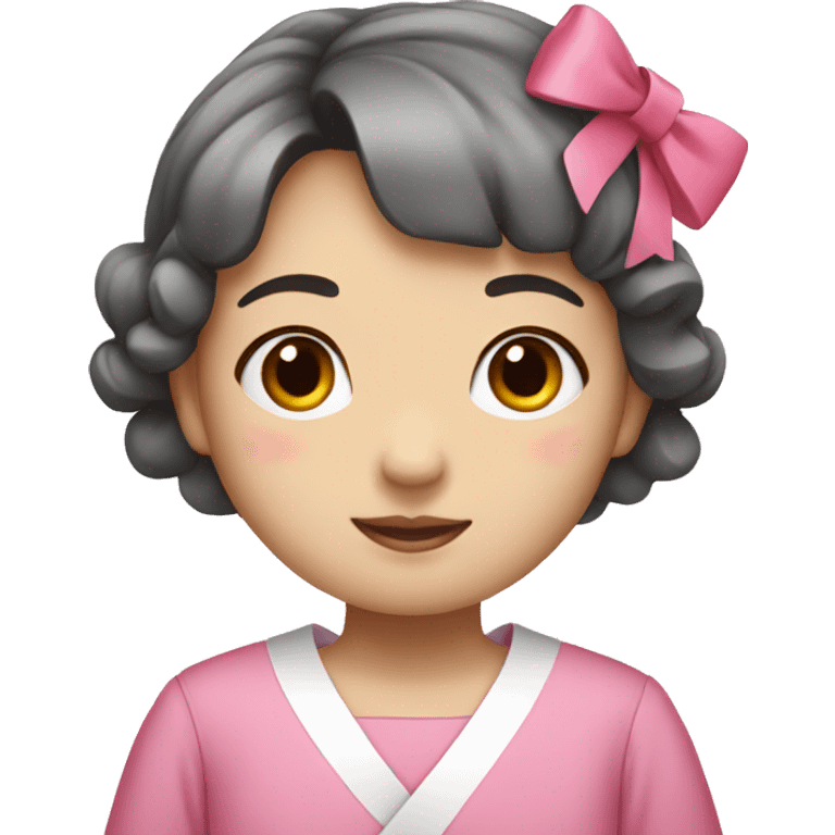 korean girl with pink bows and a pink dress emoji