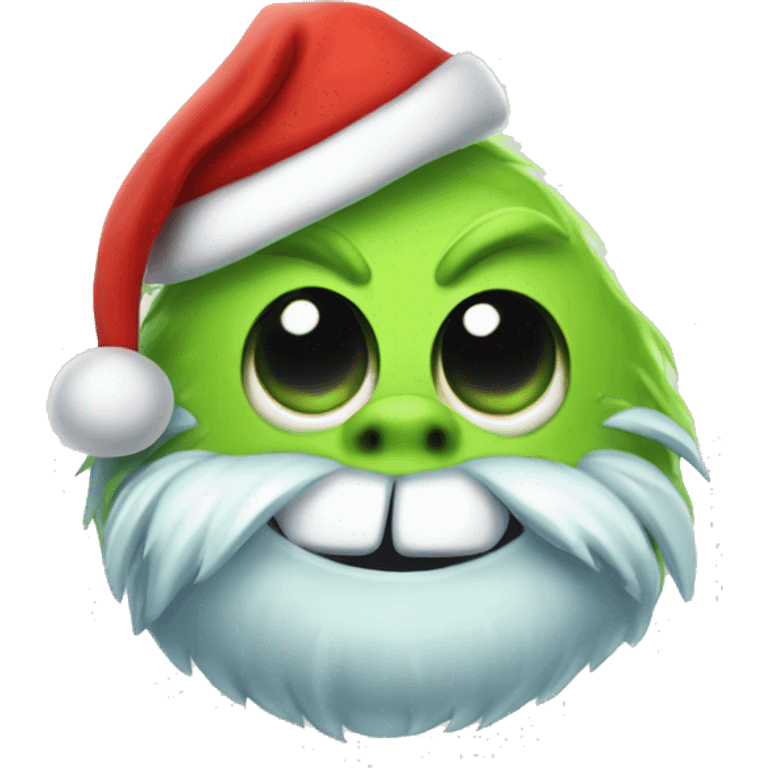 Lime green monster wearing a Santa hat emoji