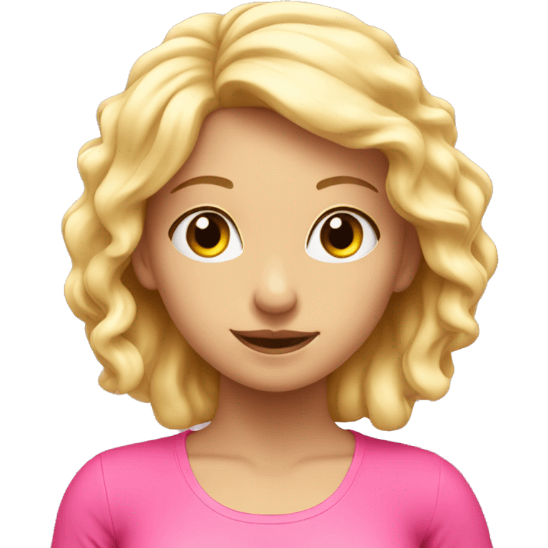 blonde girl in yoga pose in pink emoji