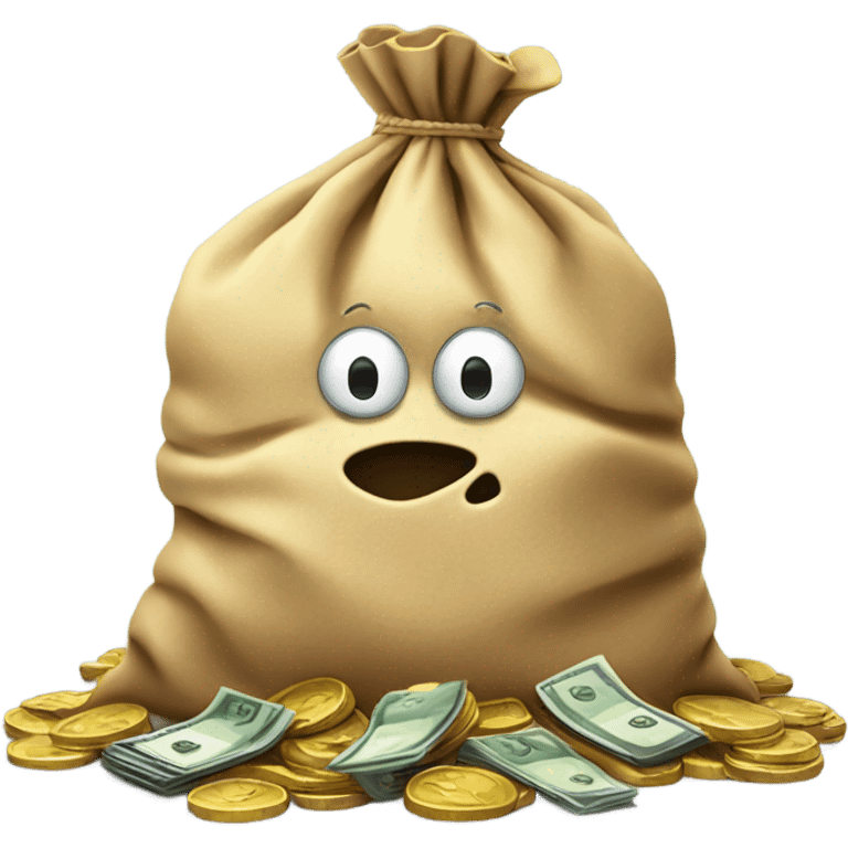 A bag of money with coins spilling out, symbolizing losses. emoji