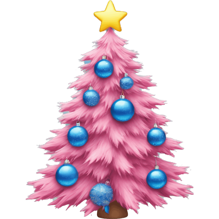 Pink christmas tree with blue ornaments emoji