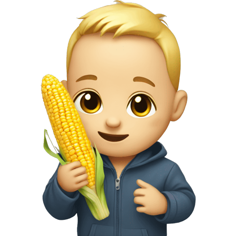 Baby with corn in his hand emoji