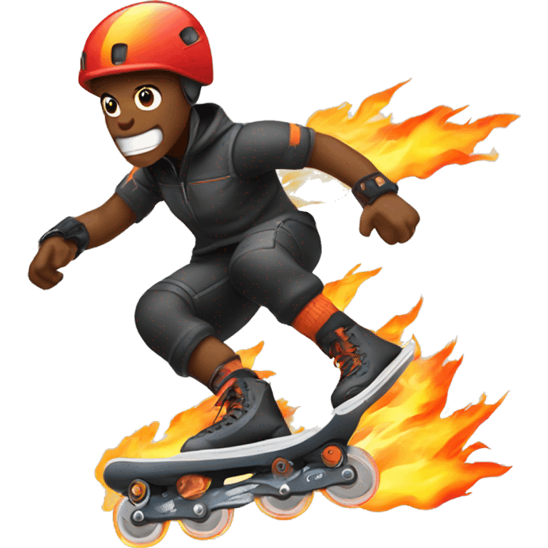 rollerblading with fire and thunder emoji