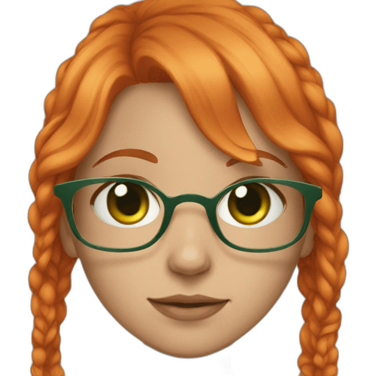 Girl with court orange hair and green eyes and glasses emoji