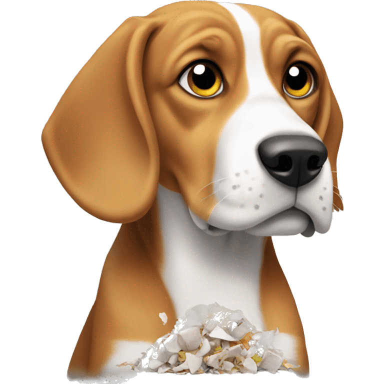 beagle eating rubbish emoji