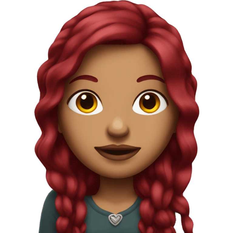 Tattooed woman with long burgundy hair emoji