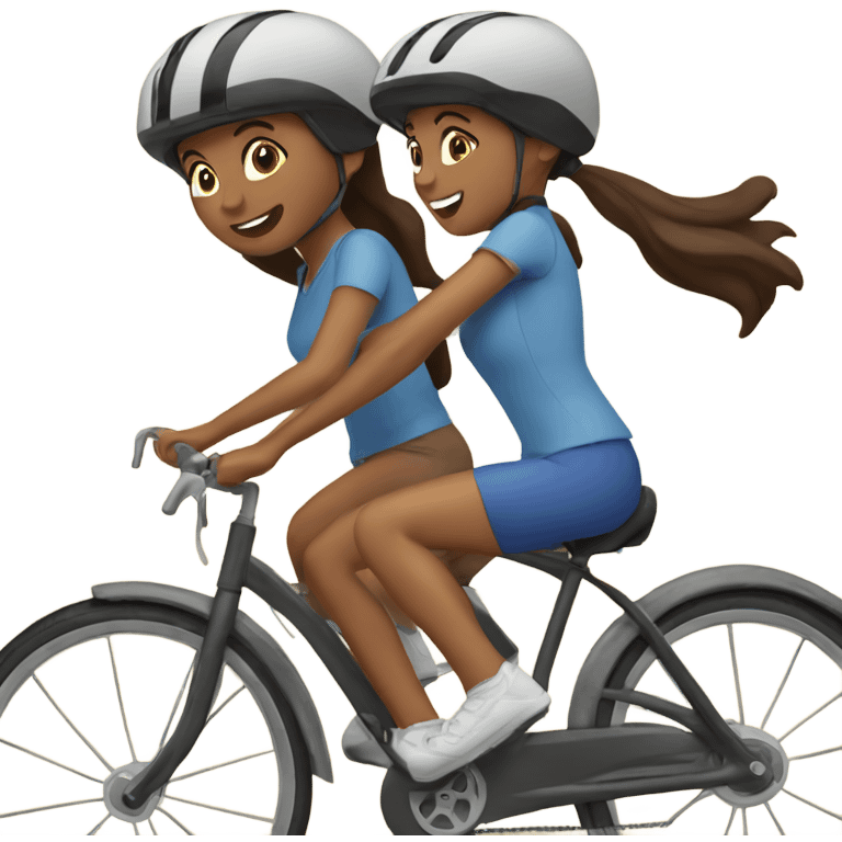 Brunette twins riding bikes emoji