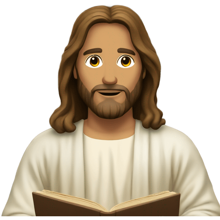 Jesus at the library reading emoji