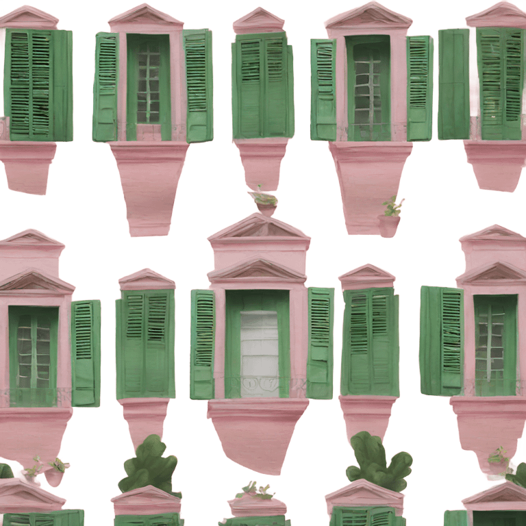 with green shutters pink 19th century villa  emoji