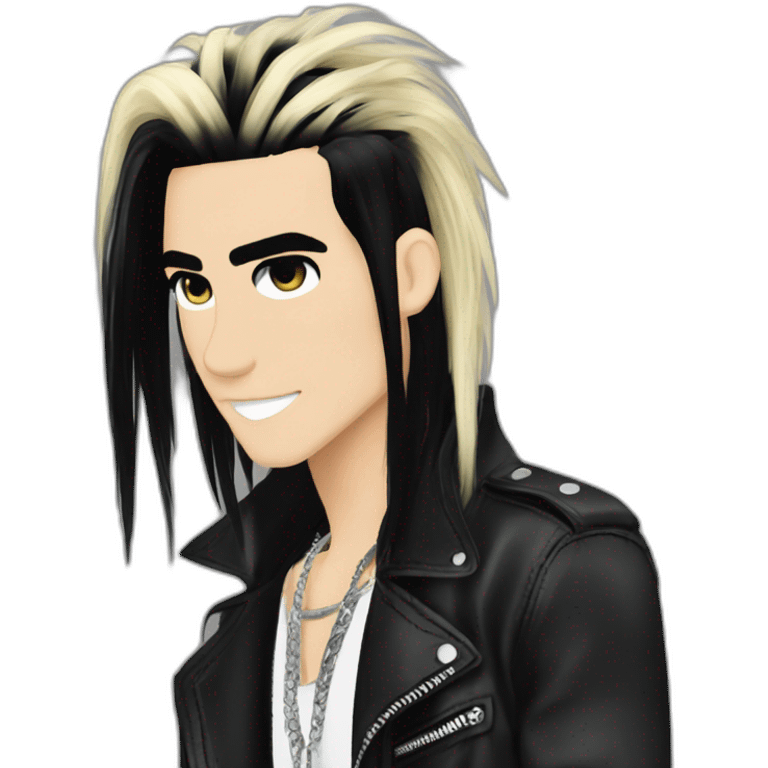 Bill Kaulitz black hair down with blonde highlights emo emoji