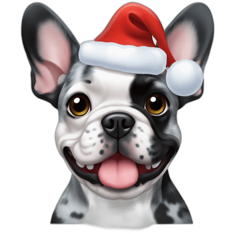 blue merle frenchie christmas hat emoji