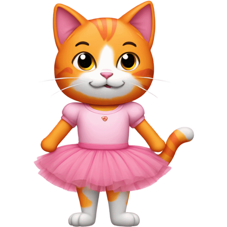 Orange cat wearing pink tutu and a shirt that says princess peach  emoji