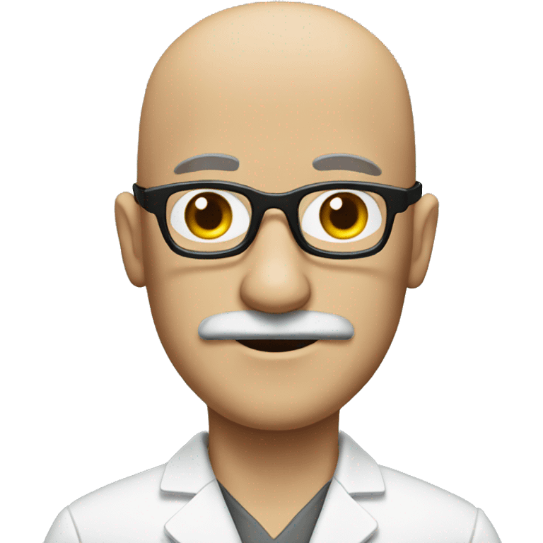 Pharmacy with bald but has mustache and wearing thick black glasses man emoji