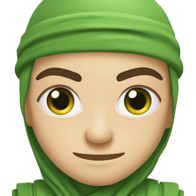 Ninja de ojos verdes con ametralladora emoji