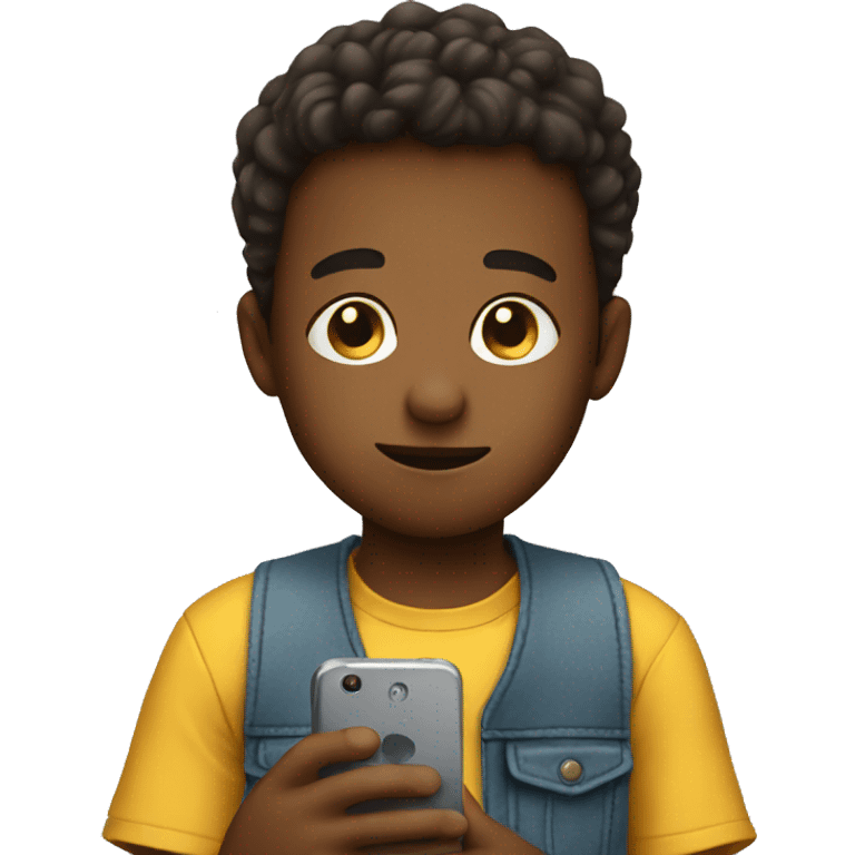 Kid looking at a phone emoji