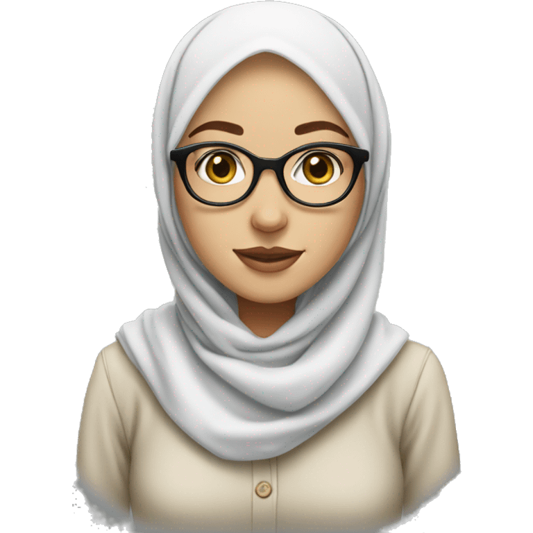 White pretty girl wearing hijab and glasses  emoji