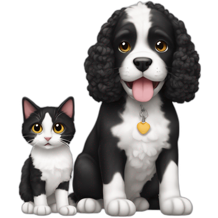 black and white cat with cockerpoo emoji