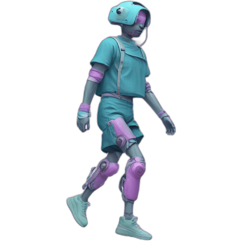 Vaporwave person with prosthetic leg  emoji