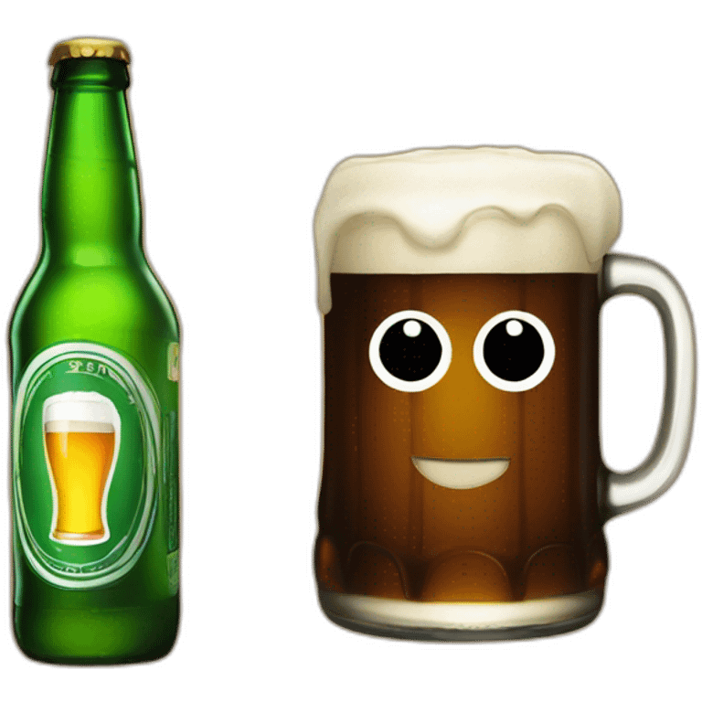 A bottle of beer drinks beer from another bottle of beer emoji