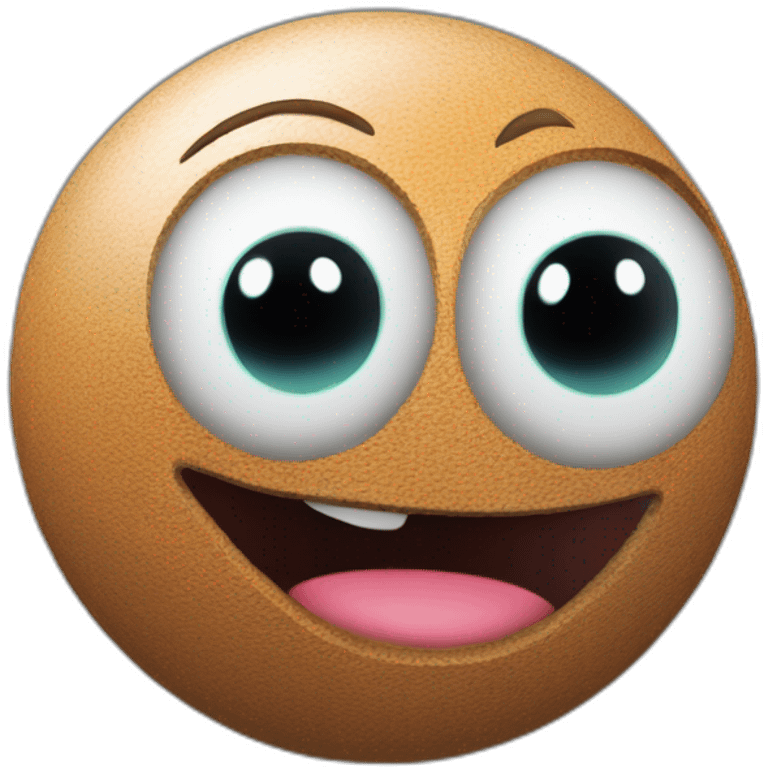 3d sphere with a cartoon blackstone texture with big confident eyes emoji