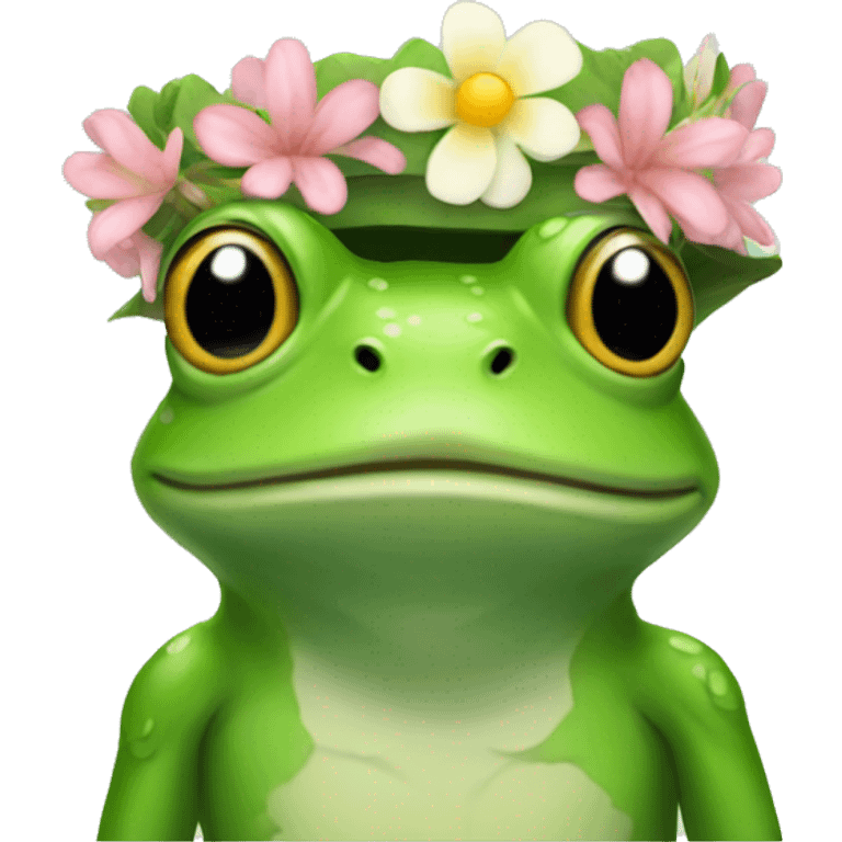 frog with flower crown emoji